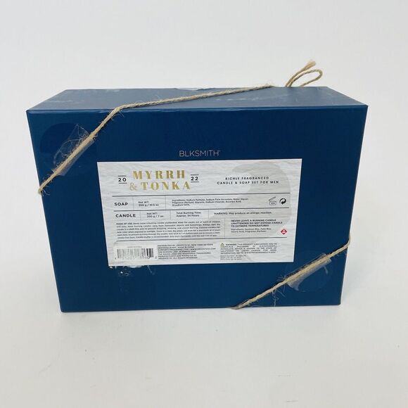 Blksmith Myrrh & Tonka Mens Gift set Soy Candle Bar Soap New In Box - Picture 3 of 6